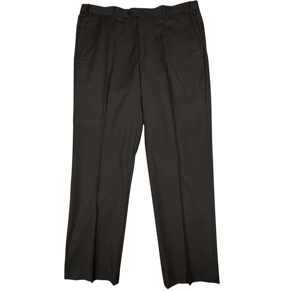 Santorelli Romeo Dress Trousers Pants Mens 38x33 Black Wool Flat Front Italy